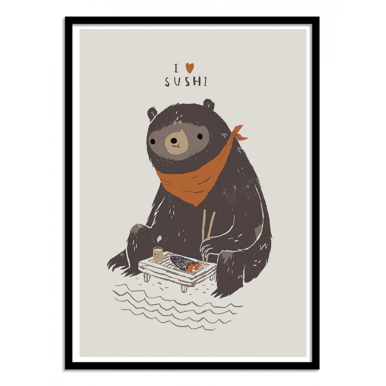 Art-Poster geek and humoristic - Sushi bear, by Louis Roskosch