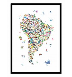 Art-Poster Children - Animal map of Africa, by Michael Tompsett